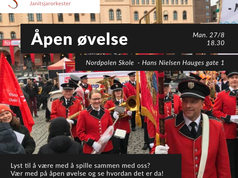 Åpen øvelse mandag 27. august Åpen øvelse mandag 27. august
